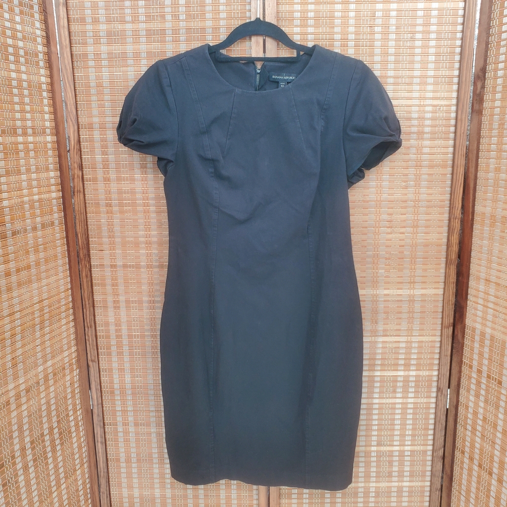 ♡ Banana Republic Black Cap Sleeve Career Dress Size 10P